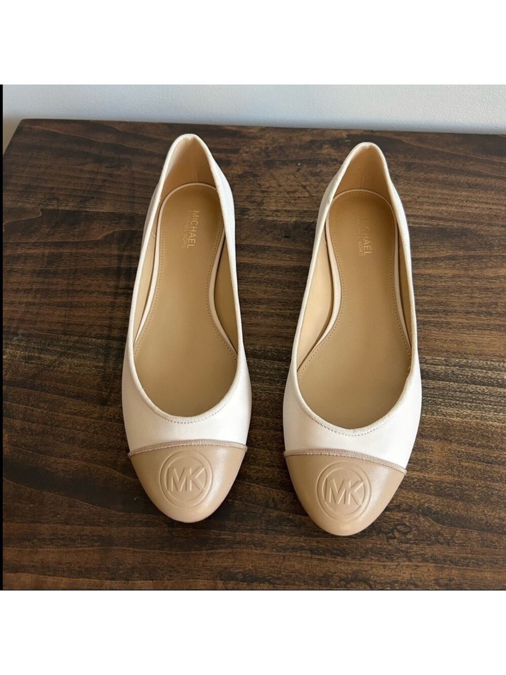 Michael Kors Cream and Tan Ballet Flats, Size 7.5